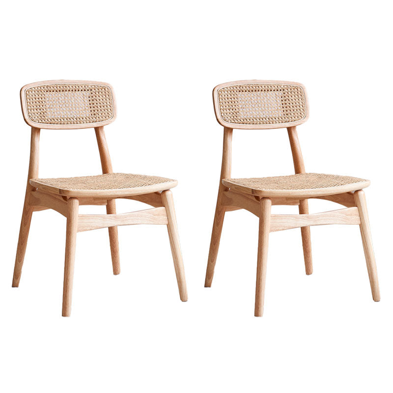 Scandinavian Armless Solid Back Chair Wood Dining Side Chair