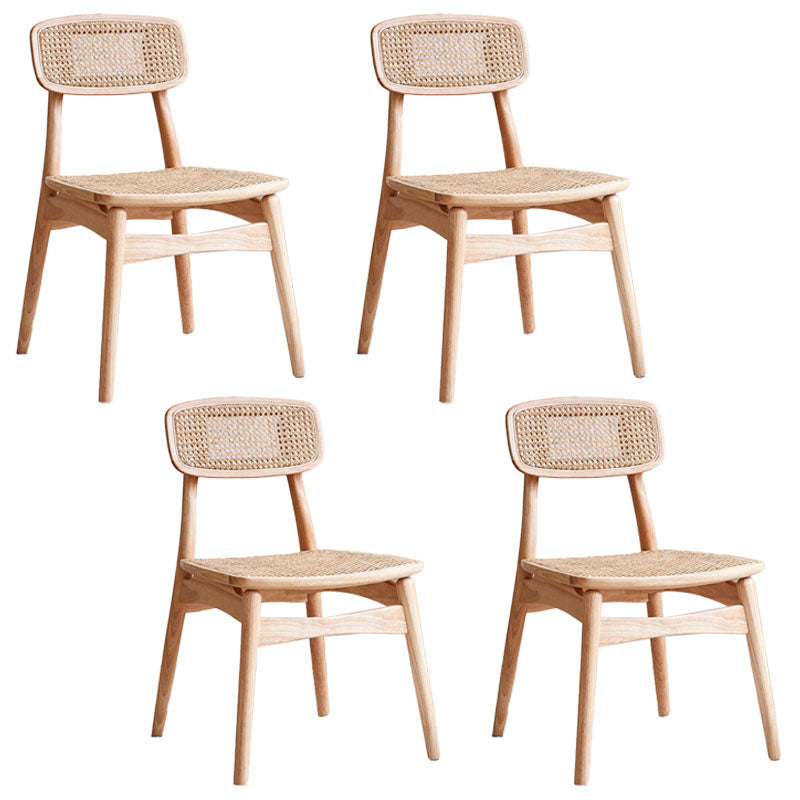 Scandinavian Armless Solid Back Chair Wood Dining Side Chair