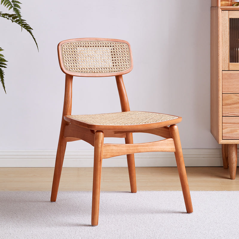 Scandinavian Armless Solid Back Chair Wood Dining Side Chair