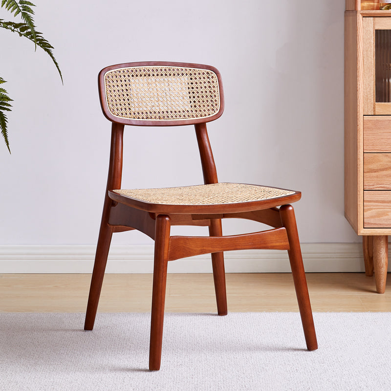 Scandinavian Armless Solid Back Chair Wood Dining Side Chair