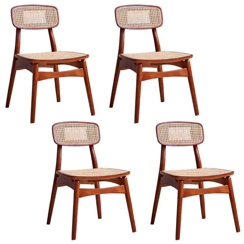 Scandinavian Armless Solid Back Chair Wood Dining Side Chair