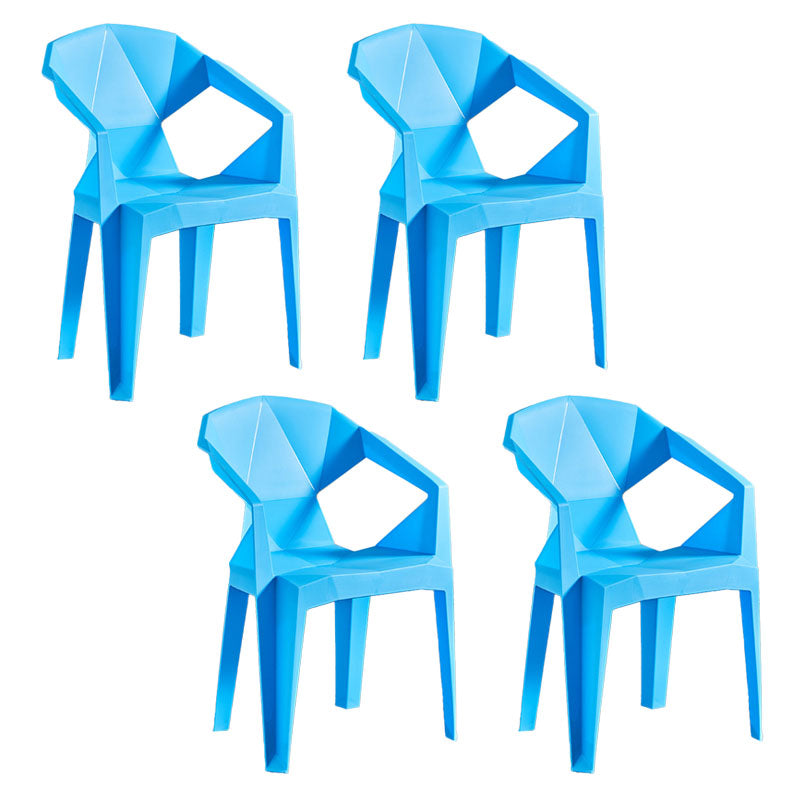 Contemporary Stackable Plastic Chair Slat Back Kitchen Arm Chair