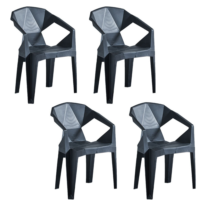 Contemporary Stackable Plastic Chair Slat Back Kitchen Arm Chair