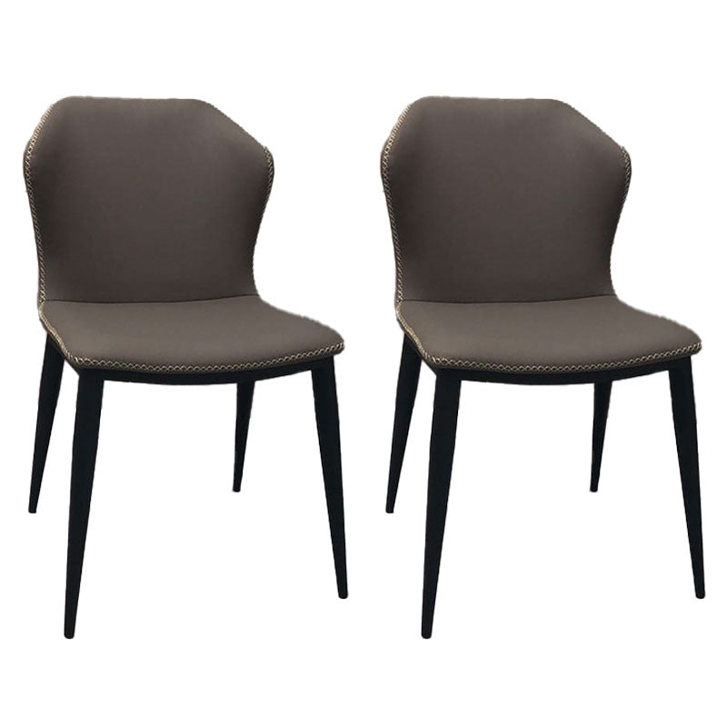 Contemporary Style Dining Chair Kitchen Armless Wingback Chairs with Metal Legs