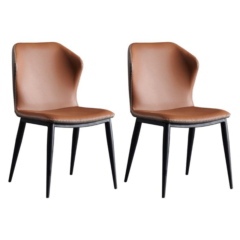 Contemporary Style Dining Chair Kitchen Armless Wingback Chairs with Metal Legs