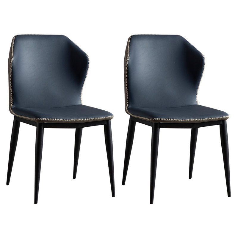 Contemporary Style Dining Chair Kitchen Armless Wingback Chairs with Metal Legs