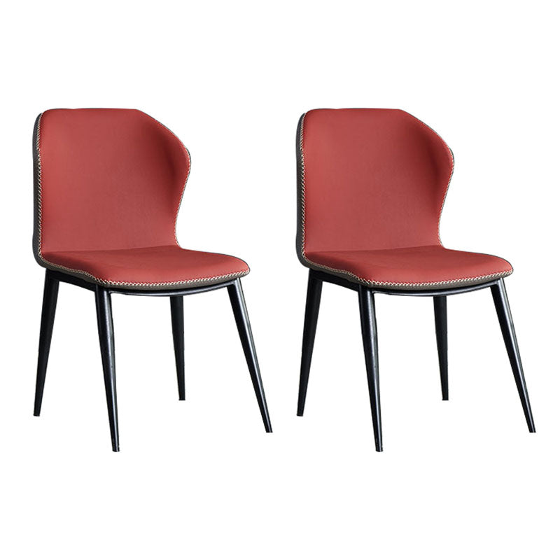 Contemporary Style Dining Chair Kitchen Armless Wingback Chairs with Metal Legs