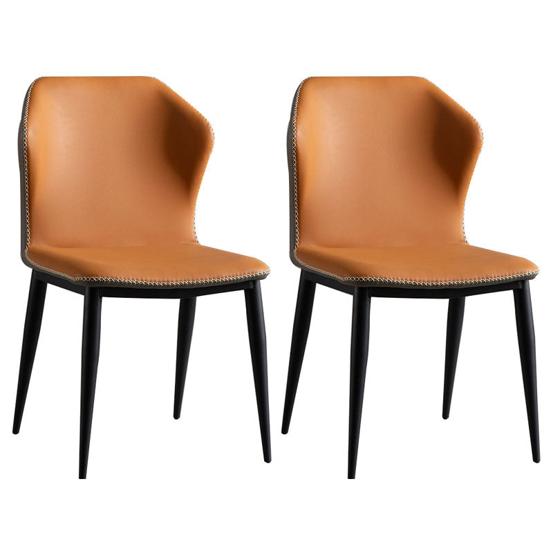 Contemporary Style Dining Chair Kitchen Armless Wingback Chairs with Metal Legs