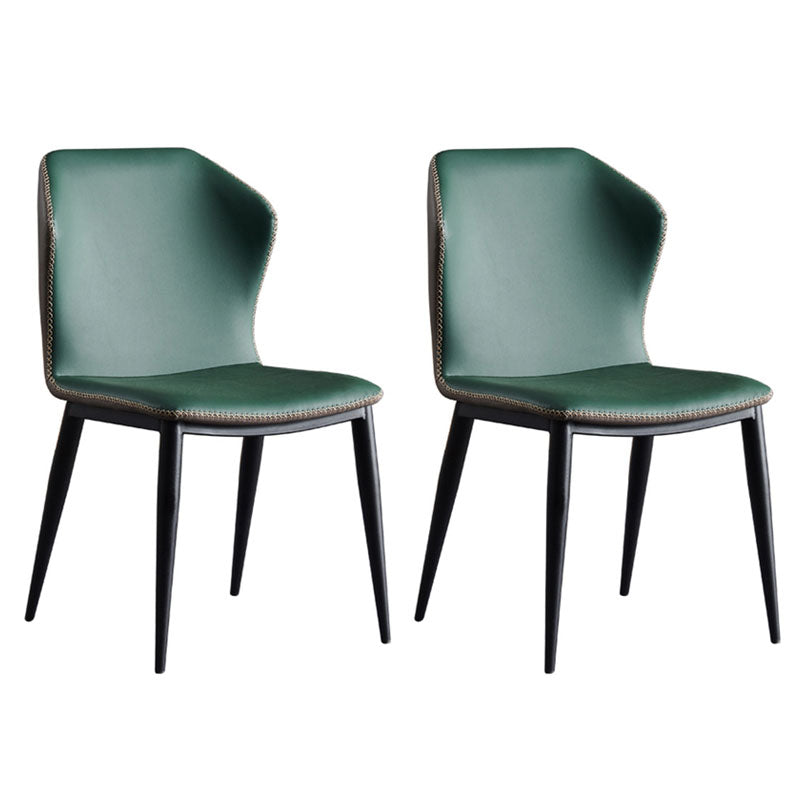 Contemporary Style Dining Chair Kitchen Armless Wingback Chairs with Metal Legs