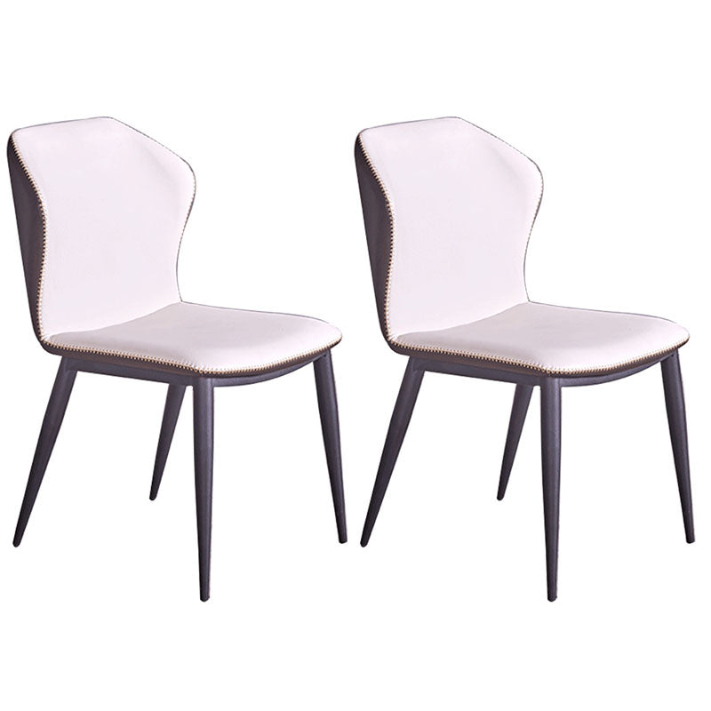 Contemporary Style Dining Chair Kitchen Armless Wingback Chairs with Metal Legs