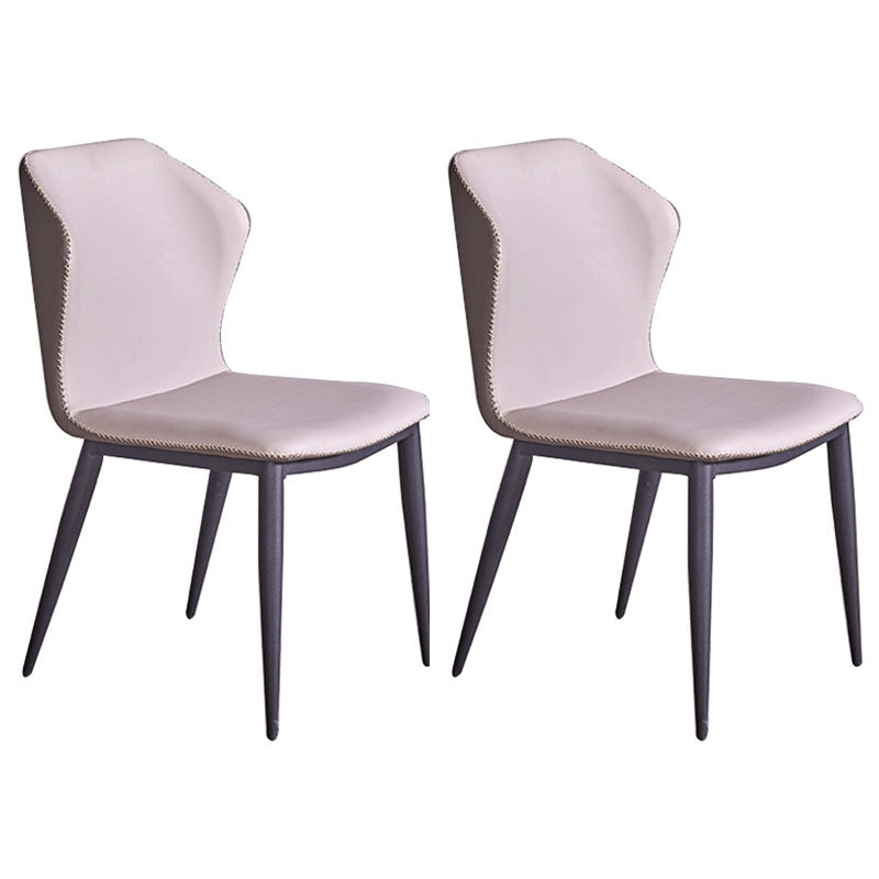 Contemporary Style Dining Chair Kitchen Armless Wingback Chairs with Metal Legs