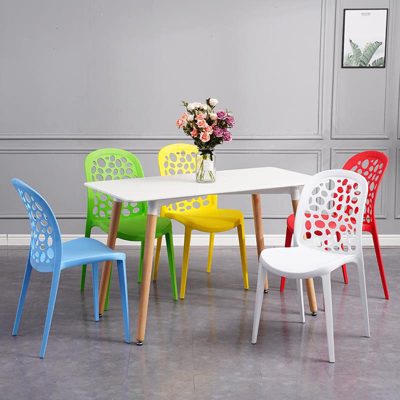 Contemporary Style Armless Plastic Side Chair Open Back Side Chair