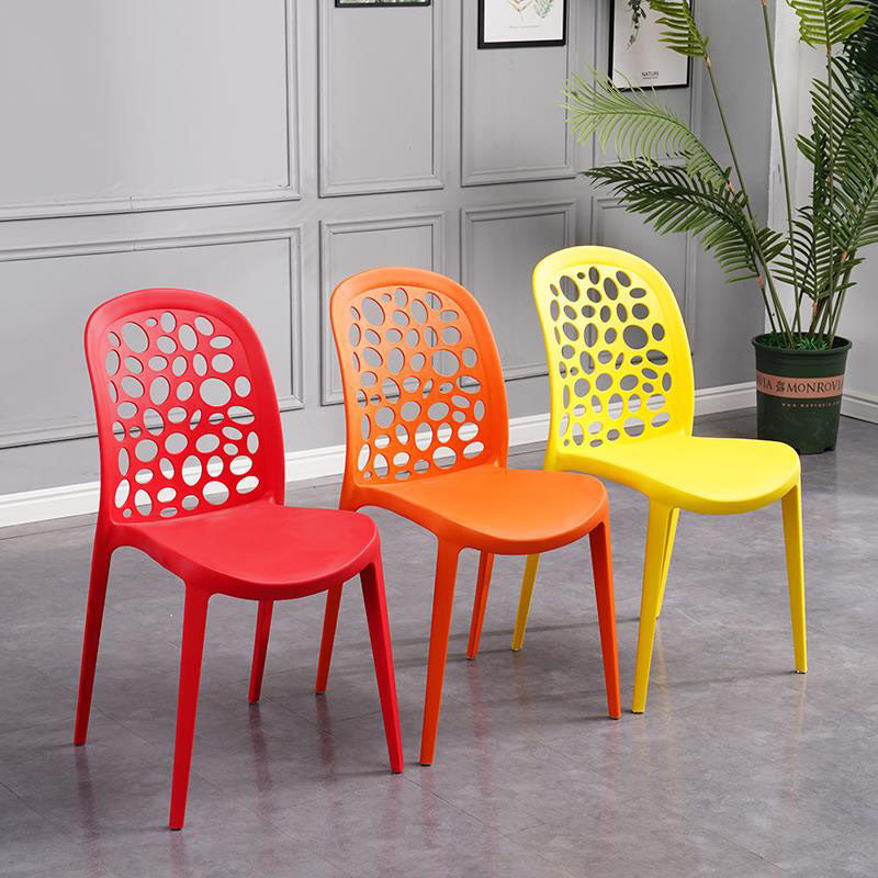 Contemporary Style Armless Plastic Side Chair Open Back Side Chair