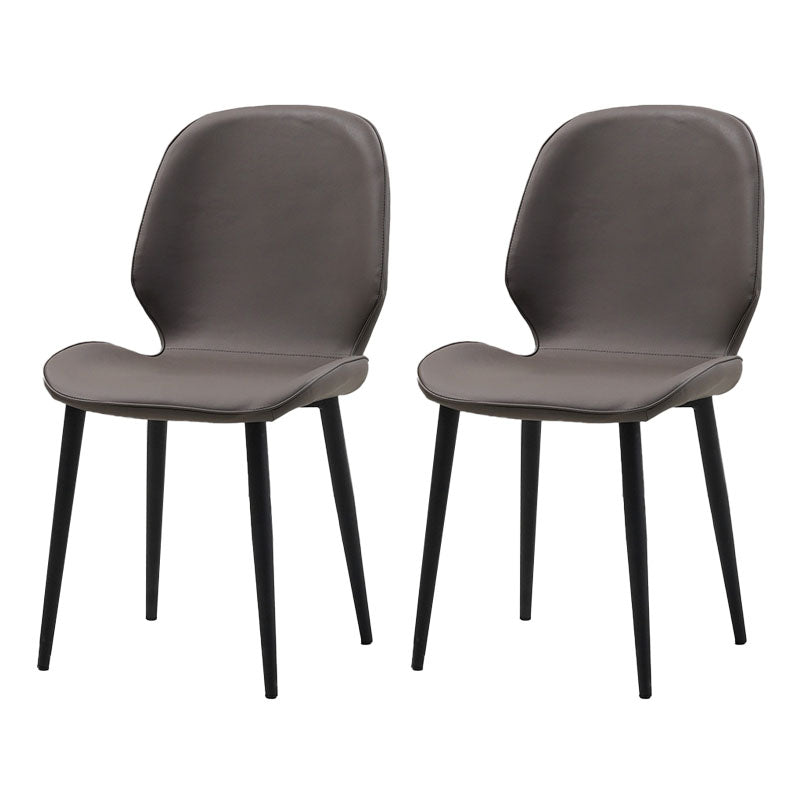 Contemporary Style Dining Chairs Kitchen Armless Wingback Chairs with Metal Legs