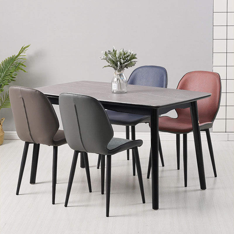 Contemporary Style Dining Chairs Kitchen Armless Wingback Chairs with Metal Legs