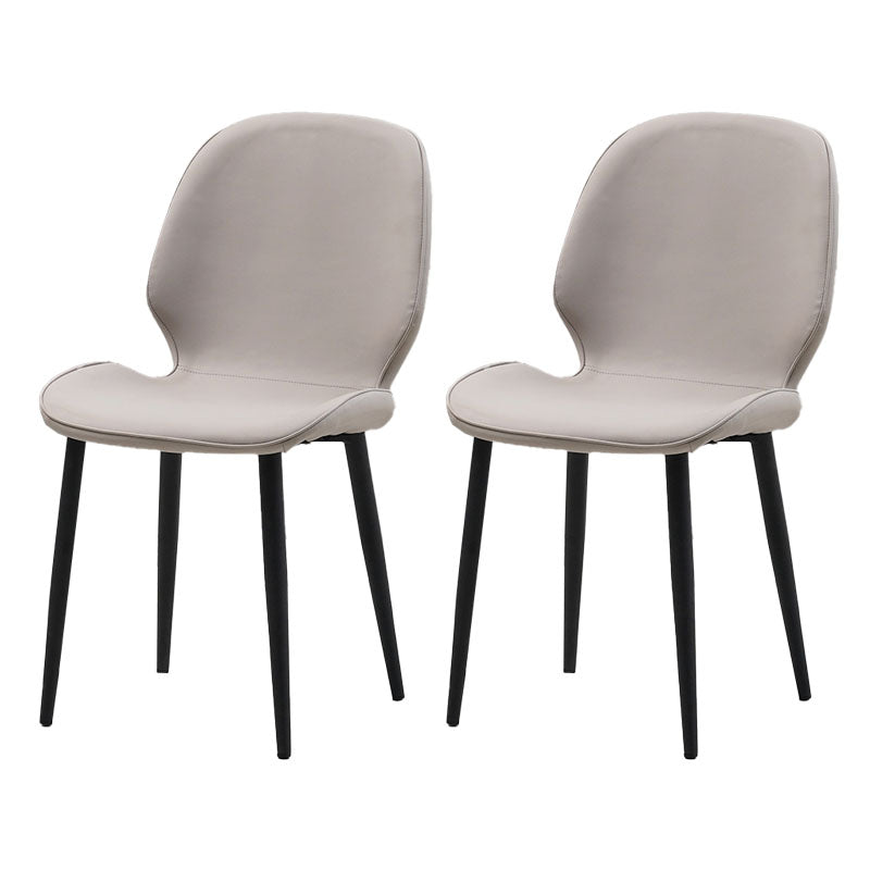 Contemporary Style Dining Chairs Kitchen Armless Wingback Chairs with Metal Legs