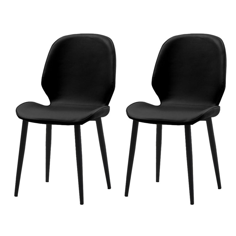 Contemporary Style Dining Chairs Kitchen Armless Wingback Chairs with Metal Legs