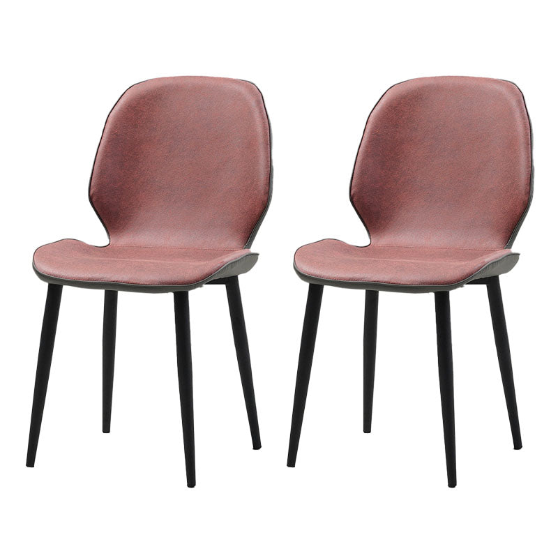 Contemporary Style Dining Chairs Kitchen Armless Wingback Chairs with Metal Legs