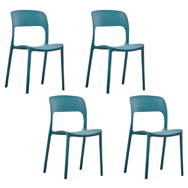 Nordic Style Open Back Dining Side Chair Plastic Dining Armless Chair for Home