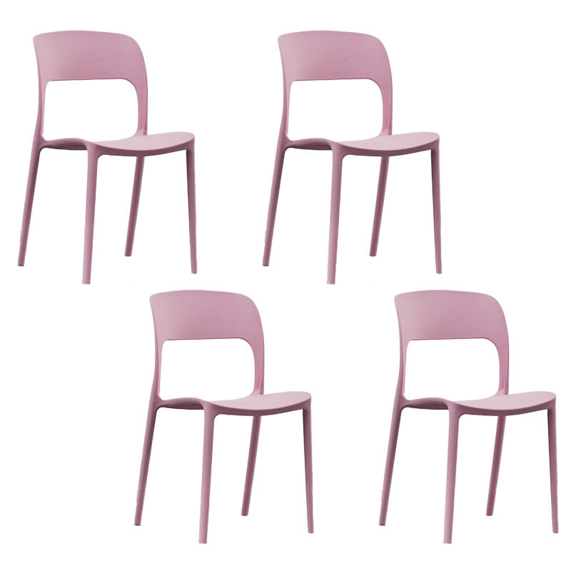 Nordic Style Open Back Dining Side Chair Plastic Dining Armless Chair for Home