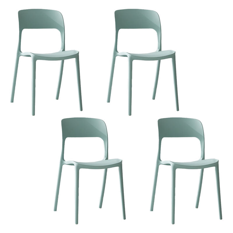 Nordic Style Open Back Dining Side Chair Plastic Dining Armless Chair for Home