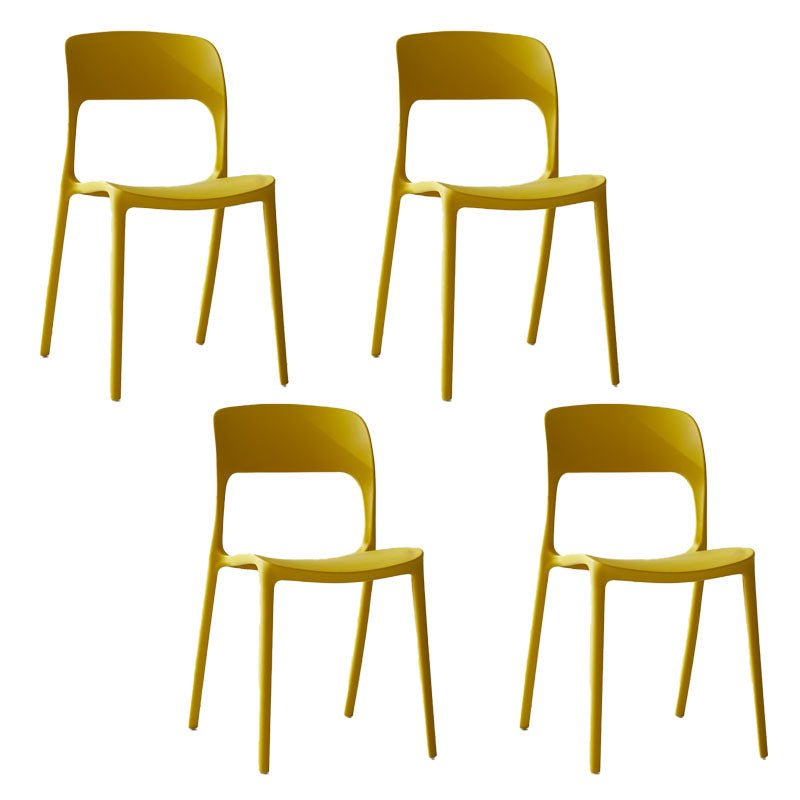 Nordic Style Open Back Dining Side Chair Plastic Dining Armless Chair for Home