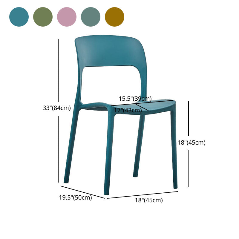 Nordic Style Open Back Dining Side Chair Plastic Dining Armless Chair for Home