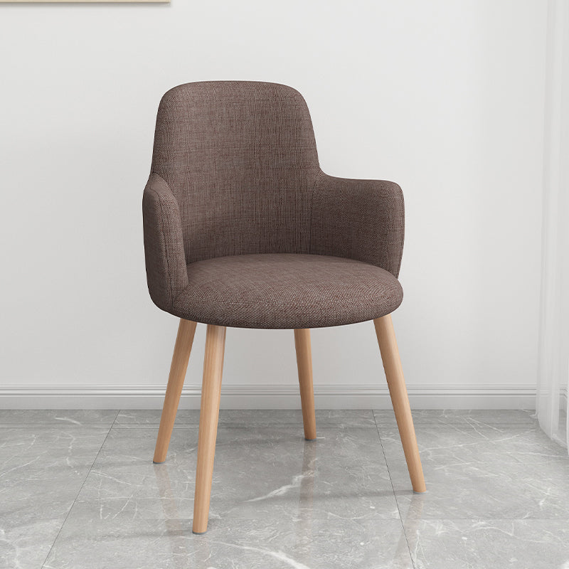 Minimalist Design Fabric Dining Chair for Home Solid Back Arm Side Chair