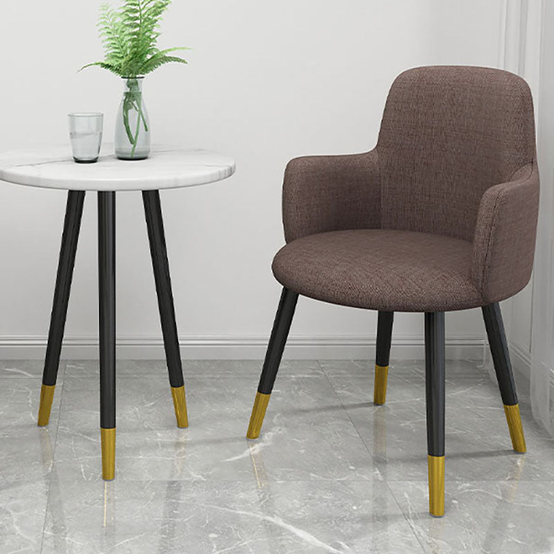 Minimalist Design Fabric Dining Chair for Home Solid Back Arm Side Chair