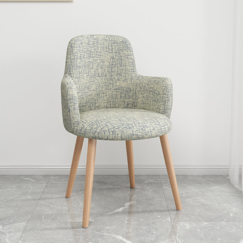 Minimalist Design Fabric Dining Chair for Home Solid Back Arm Side Chair