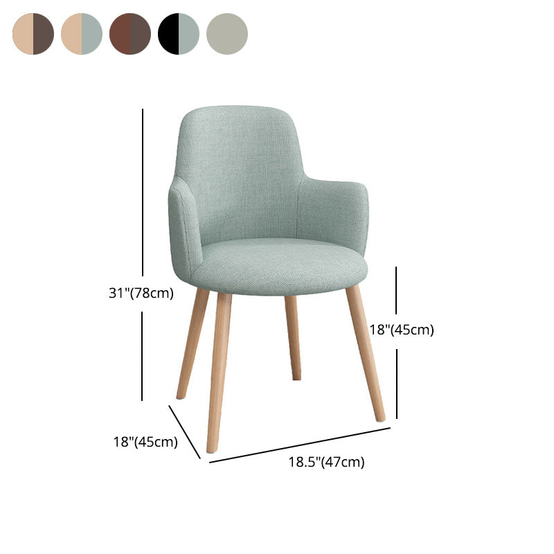 Minimalist Design Fabric Dining Chair for Home Solid Back Arm Side Chair