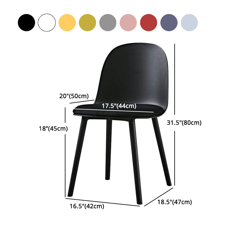 Scandinavian  Plastic Kitchen Dining Room Chair Solid Back Side Chair