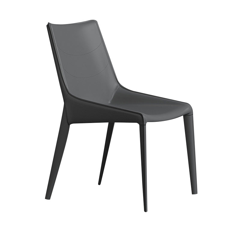 Modern Leather Indoor-Outdoor Armless Chair Solid Back Side Chair