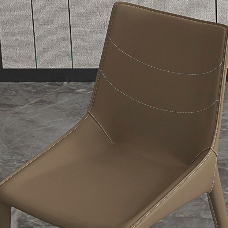 Modern Leather Indoor-Outdoor Armless Chair Solid Back Side Chair