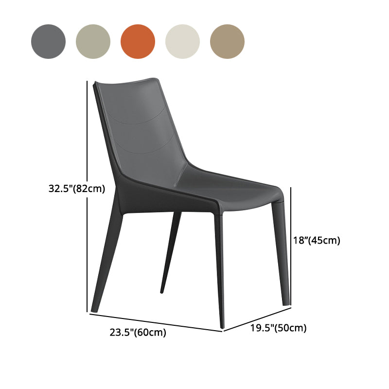 Modern Leather Indoor-Outdoor Armless Chair Solid Back Side Chair