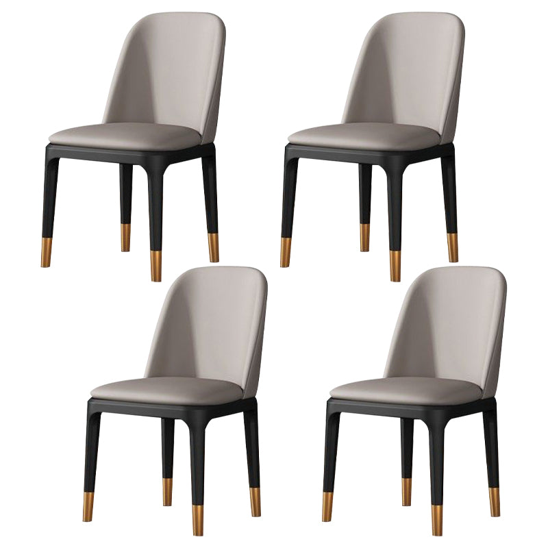 Modern Metal Indoor-Outdoor Side Chair Matte Finish Solid Back Chair