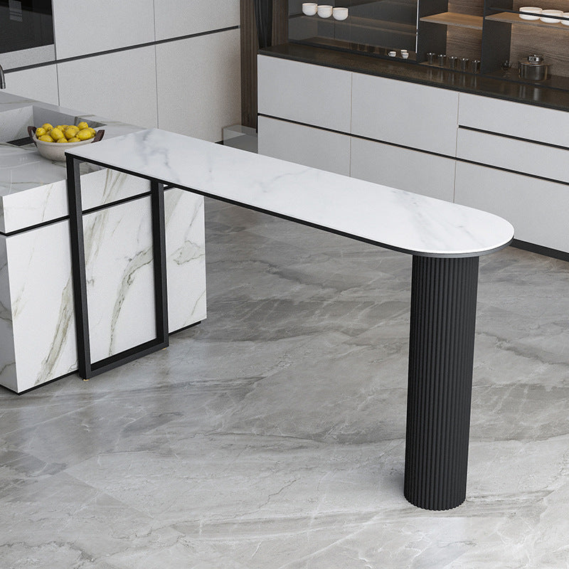 Stone Top Bar Dining Table Contemporary Bar Table with Sled Base