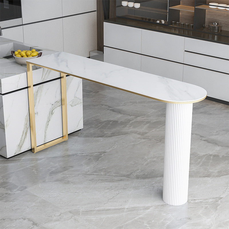 Stone Top Bar Dining Table Contemporary Bar Table with Sled Base