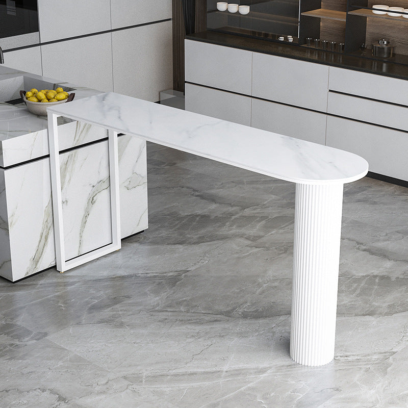 Stone Top Bar Dining Table Contemporary Bar Table with Sled Base