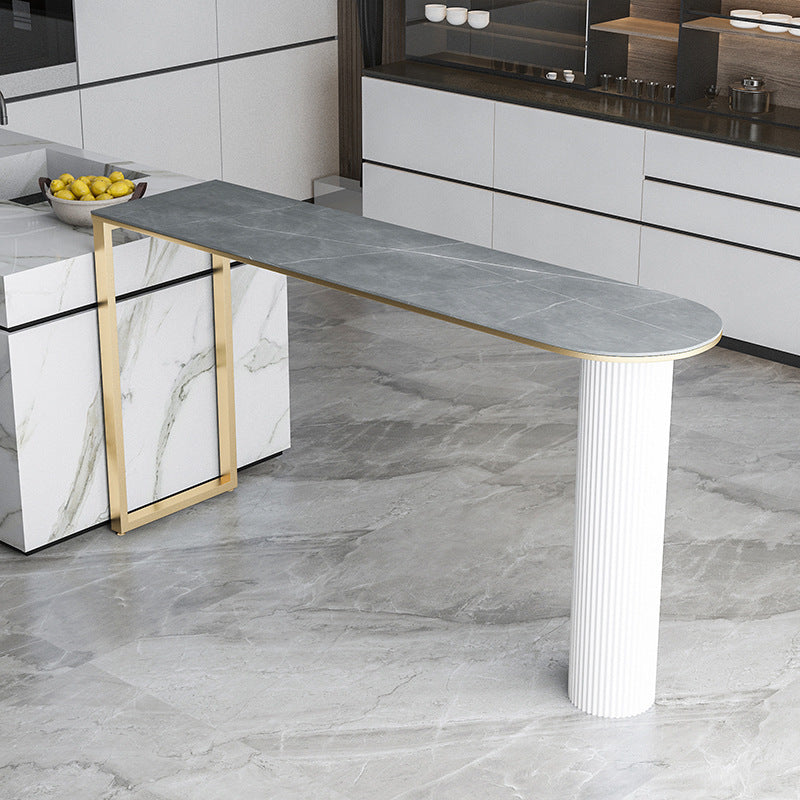 Stone Top Bar Dining Table Contemporary Bar Table with Sled Base