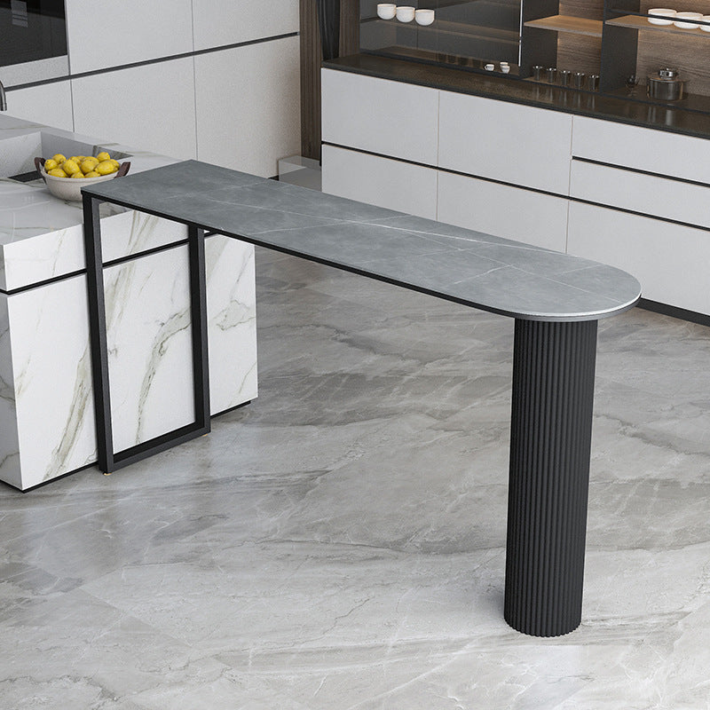 Stone Top Bar Dining Table Contemporary Bar Table with Sled Base