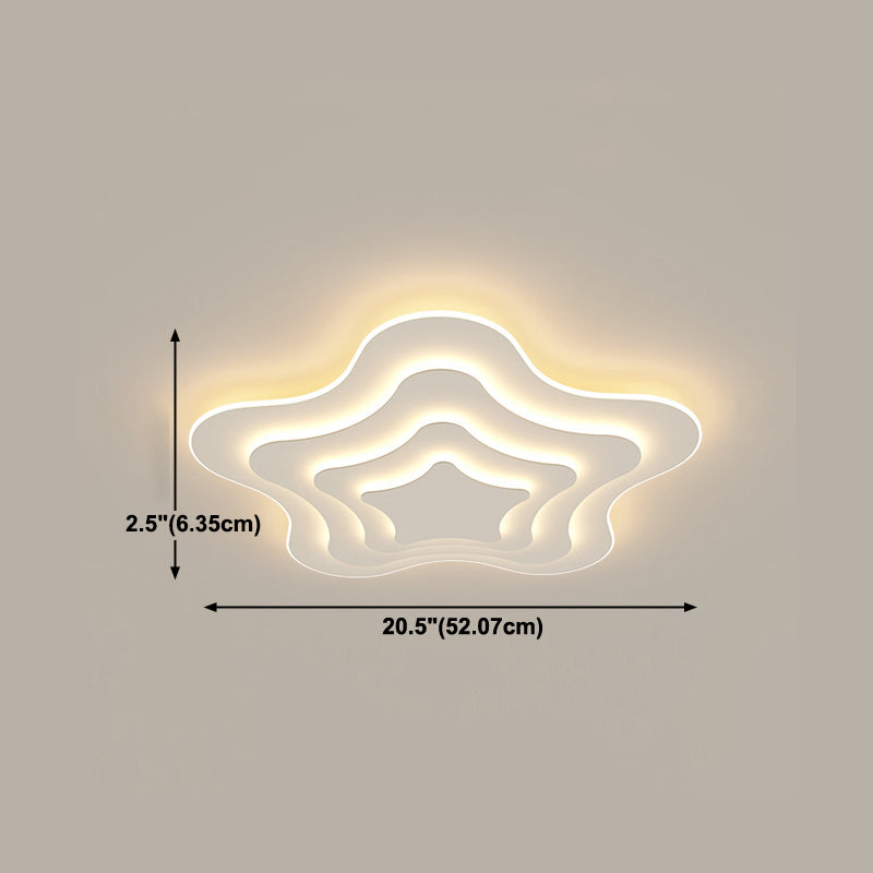 Moderne Flush -Leuchten Fünf -Sterne -Form Eisen 1 Leicht Flush -Montierlampen in Weiß