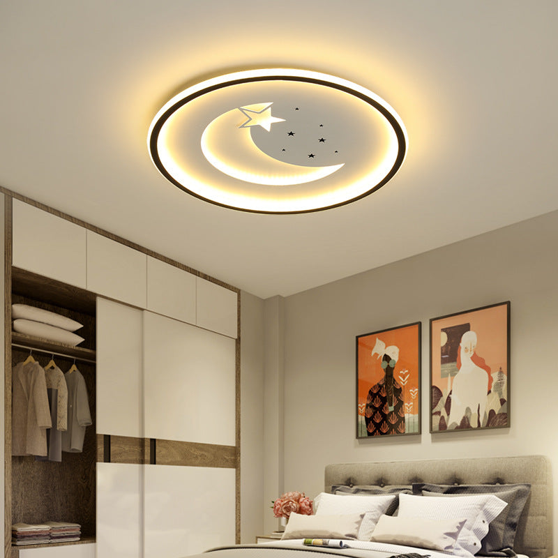 Moderne Flush -Leuchten Sternen Metall 1 Leicht Flush -Mount -Lampen in Schwarz und Weiß