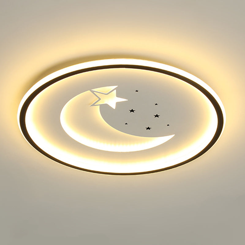 Modern Flush Light Armatures Starry Metal 1 Light Flush Mount Lampen in zwart en wit