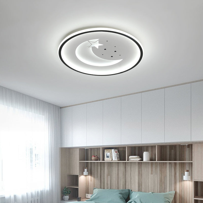 Moderne Flush -Leuchten Sternen Metall 1 Leicht Flush -Mount -Lampen in Schwarz und Weiß