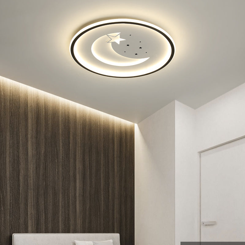 Moderne Flush -Leuchten Sternen Metall 1 Leicht Flush -Mount -Lampen in Schwarz und Weiß