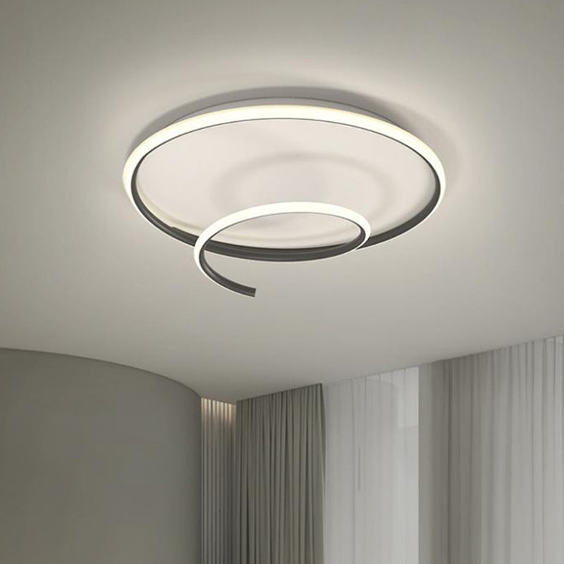 Metal Round Flush Plafond Light Modern Style 1 Light Flush Mount Fixture en noir