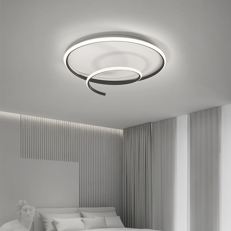 Metal Round Flush Plafond Light Modern Style 1 Light Flush Mount Fixture en noir