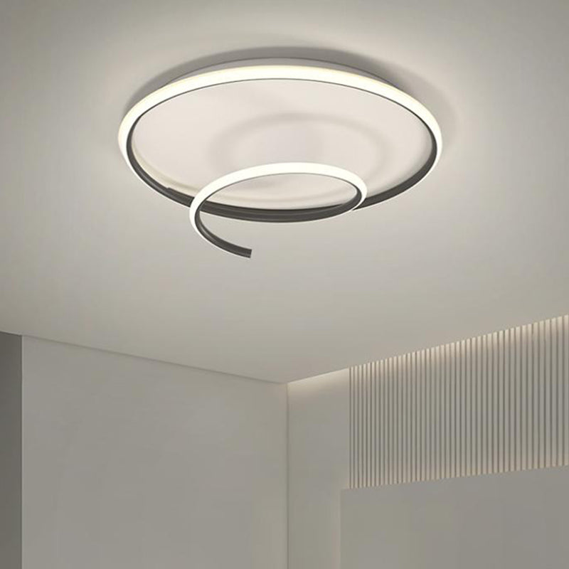 Metal Round Flush Ceiling Light Modern Style 1 Light Flush Mount Fixture in Black