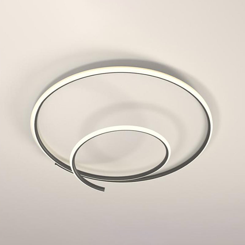 Metal Round Flush Ceiling Light Modern Style 1 Light Flush Mount Fixture in Black